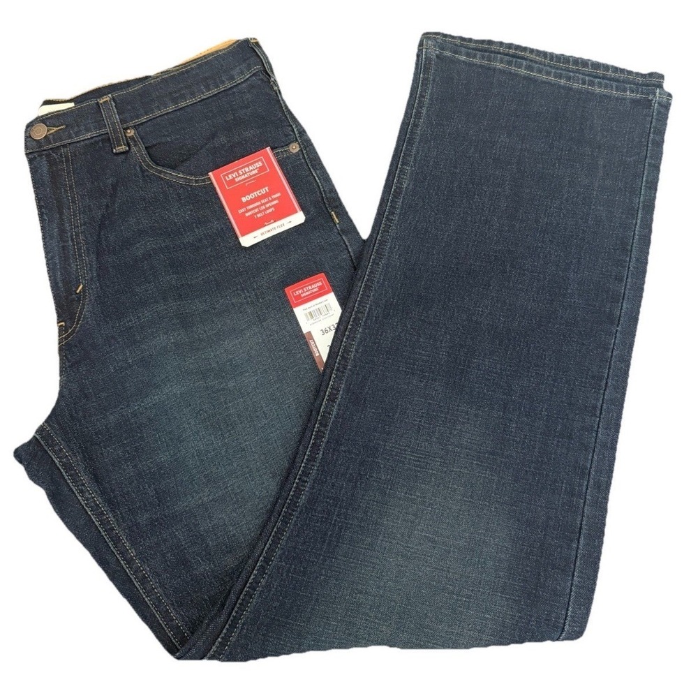 Levi Strauss Signature Men's Bootcut Blue Jeans Medium Wash Denim 36X32‎ New